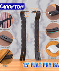 Heavy-Duty Pry Bar Set with 15-Inch Flat Pry Bar, nail puller, and scraper function, CR-V steel and ergonomic grip.