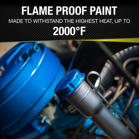 Brake caliper in blue paint; close-up view in car engine bay