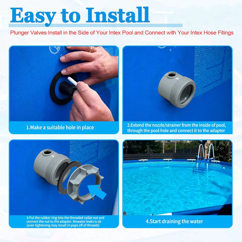 Installation guide for Large Inlet Air Nozzle For 1900 To 2450 GPH Pool Pumps, showing steps for above ground pools.