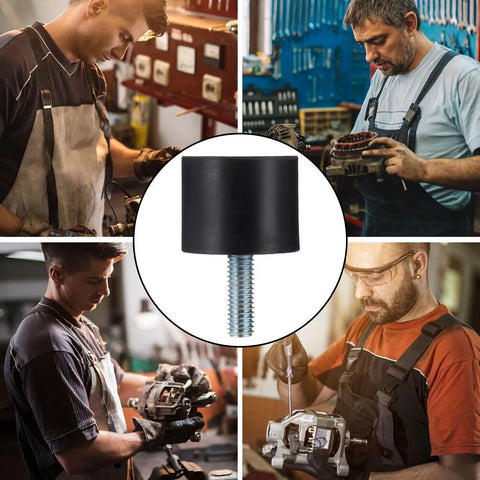 4 Pack Rubber Vibration Isolators Mounts For Engines And Compressors, Heavy Duty Anti Vibration Pads For Equipment Safety, Premium Black Rubber Mounts Built For Tough Industrial Use, black rubber stud mount