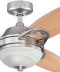 Arcadia 46 Inch White Indoor Ceiling Fan With Dimmable LED Light Kit Frosted White Alabaster Glass Remote Control Included