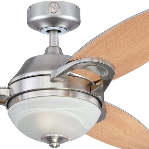 Arcadia 46 Inch White Indoor Ceiling Fan With Dimmable LED Light Kit Frosted White Alabaster Glass Remote Control Included