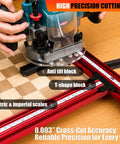 Adjustable Router Jig For Game Changing Woodworking, Straight Shot Juice Groove Template With Anodized Aluminum Rail, Smooth As Butter Routing, Metric And Imperial Markings, Solid Rig For Up To 25 Inch Work Areas with anti tilt and T-shape blocks