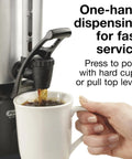 Boss Level 100 Cup Coffee Urn With Fast Brewing One Hand Dispensing Dual Heaters Brushed Aluminum Finish NSF Listed Commercial Grade