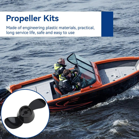 Two Blade Thickened Plastic Outboard Propeller Upgrade For 12V And 24V Motors, 8mm Inner Hole, 5.7in Overall Length, 0.1in Pin Diameter, Marine Grade Lightweight Propeller For Reliable Boat Power