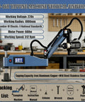 Slick Flexible Arm Servo Tapping Machine With 600 Watt Motor And 360 Rotation Offers Variable Speed Up To 312 RPM For M3 To M16 Threading Featuring Manual Auto And Deep Hole Modes With Eight Collets For Dead Nuts Accuracy displayed in workshop setting.