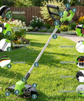 Cordless 21V Weed Wacker And Lawn Edger 9000 RPM Power 12 Inch Cutting Width Auto Line Feed 2x2.0Ah Battery in garden setting