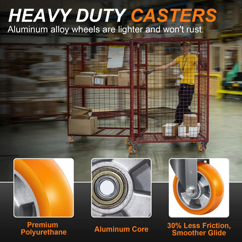 Badass Heavy Duty 4 Inch Swivel Caster Wheels Set Of Four With Aluminum Core and Sweet Rolling Polyurethane Treads for quiet work.