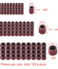 Aluminum Oxide Sanding Drum Set Kit With Free Box 132 Piece Pack Including 120 Sanding Sleeves in three different diameters