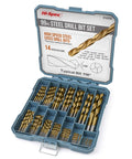 Hi-Spec 99pc titanium-coated HSS drill bit set in blue storage case