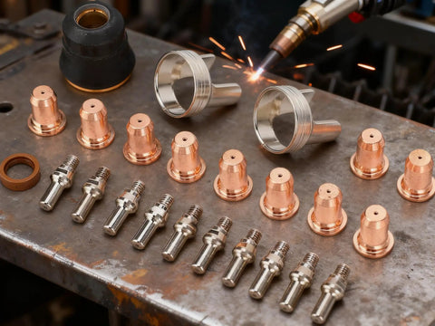 24 Piece Tip Electrode Kit For Cut 55DS Pro And Cut 65DS Plasma Cutters With Electrodes Nozzles Brass Zinc Alloy Stainless Steel Consumables