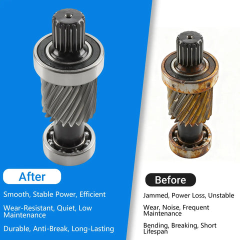 21 Teeth 19 Spline Input Shaft With Bearing Kit For Electric Golf Cart Rear Differential End Hub Rebuild Heavy Duty Fit 94 And Up TXT Medalist And 88 94 Marathon Models Dana Spicer Axle One Point Five Inch Helical Gear, after and before comparison