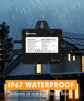 Solar Grid Tie Micro Inverter 800W SMI800W with app real time monitoring showcased with IP67 waterproof rating against rain.