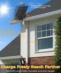 8W Solar Panel Charger for Stick Up Cam Battery and Spotlight Cam Battery on roof with 10ft cable and 360° mount, IP65 waterproof.
