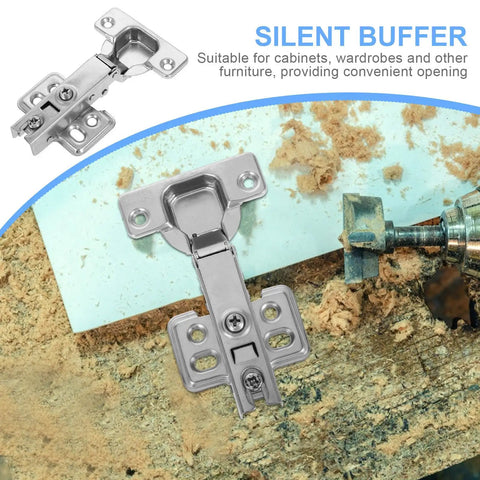 Soft Closing Cabinet Door Hinges With Hydraulic Support 2 Pack Frameless Concealed Steel Hinges on wood panel