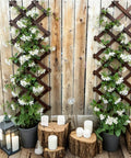 Thick 0.35 Inch Cedar Garden Trellis 13x68 Inch For Climbing Plants Ivy Vine Rose Clematis Outdoor Fence Wall Patio Decor Backyard Ready Weatherproof Easy Setup And Sturdy Fence Accent with blooms