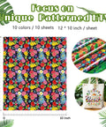 Dope Tropical Leaves Heat Transfer Vinyl Set With 10 Sheets 10x12 Inches Multicolor Pineapple Hawaiian Floral Pattern HTV
