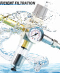 One Quarter Inch NPT Automatic Drain Air Filter And Pressure Regulator Combo With Gauge For Air Tools And Compressors in water splash