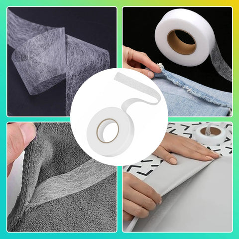 Various uses of No Sew Iron On Hemming Tape For Fabrics And Home Projects Extra Strong Washable Quick Fix For Curtains Pants Dresses