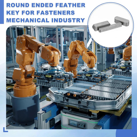 Round Ended Feather Key Set 30x8x7 Mm Carbon Steel 5 Pcs for Parallel Drive Shafts and Fasteners in Mechanical Industry