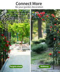 7.9 Foot Metal Garden Arch Trellis For Outdoor Climbing Plants, Large Wedding Ceremony Arbor, Black Garden Archway Decor