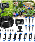 100 Ft Pressure Compensated Drip Irrigation System With Timer No Leak Quick Connect For Automatic Watering 24 Adjustable Emitters