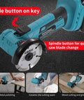 Cordless Brushless Mini Angle Grinder With 4000mAh Battery, 19500 RPM in use for metal, tile, and wood cutting and polishing.