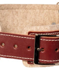 Front view of XXL Stronghold Belt System for Pro Contractors, heavy duty leather tool belt with durable stitching and metal buckles