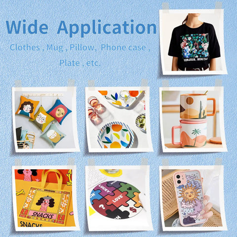 11x17 Sublimation Paper Pack, 120 Sheets For Easy Dope Transfers On T Shirts, Tumblers, And Mugs, A3 Size, High Transfer Rate shown on various items