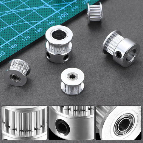 Timing Belt Pulley Kit For 3D Printers With 20 Teeth Aluminum Alloy Sync Wheels And Wrench Tool Durable Idler Sprocket Keeps Rig Snapped Tight Printing Like A Total Champ While Smooth Bearings Maintain Precision On Your Setup Without Issues Forever, aluminum pulleys on cutting mat