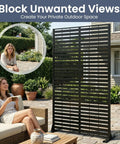 Metal Outdoor Privacy Screen 6 Foot Tall Freestanding Privacy Fence For Patio Garden Balcony And Backyard With Stable Base Wind Resistant Keeps Nosy Neighbors Out Of Sight And Creates A Private Relaxation Spot on patio