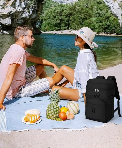 22L Insulated Leak Proof Cooler Backpack For Beach Picnics Camping And Travel Waterproof Soft Cooler Bag With Heavy Duty PEVA Liner Keeps Ice Cold Go