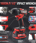 Image of Straight Up Tough As Nails Cordless Impact Wrench 1/2 Inch Square Drive with LED light and brushless motor.