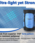 Ultralight Compression Sack For Sleeping Bags 11L 18L 30L 45L, Water Resistant And Space Saving Stuff Sack with grid pattern design
