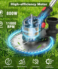 Cordless 24V Weed Wacker With Eight Inch Cutting Head Foldable 3 In 1 Trimmer Edger Mower Side Wheel Assist Two 4Ah Batteries