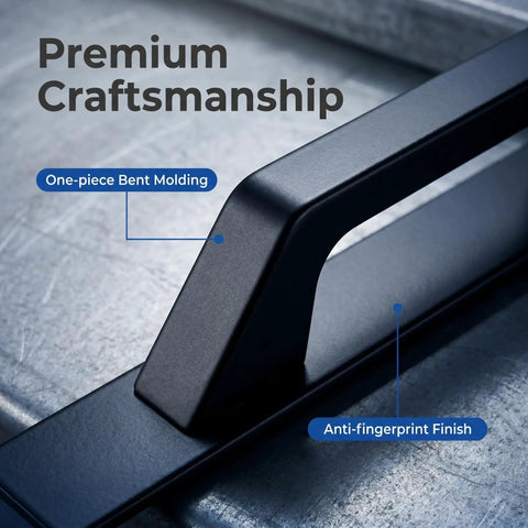 Close-up of matte black aluminum alloy handle with anti-fingerprint finish, part of Two Pack Self Stick Cabinet Handles Matte Black Aluminum Alloy No Drill Adhesive Drawer Pulls For Cabinets Closets Glass Sliding Wardrobe Doors Easy DIY Installation.