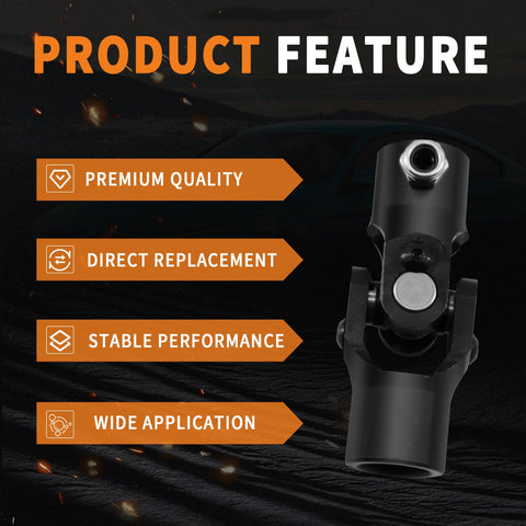 3/4 Inch Double-D Steering Universal Joint Black Round U Joint For Cars And Trucks, 96mm, 35 Degree, 40Cr Alloy Steel