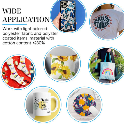 Collage of projects made with Sublimation Paper 8.5 By 11 Inches 150 Sheets 120Gsm Inkjet Printer Compatible.