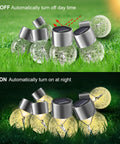 Solar Outdoor Lights Decorative 12 Pack Hanging Garden Lights Waterproof Solar Powered Globe Cracked Glass Ball Lanterns For Yard Patio Fence Tree Umbrella Holiday Decoration Warm White, showing day and night modes.