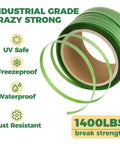Heavy Duty Pallet Strapping Roll For Packaging And Banding In Green Polyester PET Industrial Grade Workhorse Coil 500 Ft
