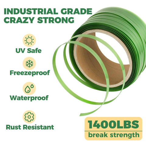 Heavy Duty Pallet Strapping Roll For Packaging And Banding In Green Polyester PET Industrial Grade Workhorse Coil 500 Ft