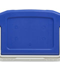 Heavy Duty Hardside Lunch Cooler 12 To 16 Qt Blue Profile top view with fold flat bail handle and textured lid