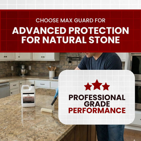Premium Water Based Penetrating Stone Sealer for Marble Granite Travertine Limestone and Grout Joints in kitchen use.