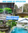 Wide range of applications for Must Have 15W Solar Fountain Pump with 190GPH Flow in ponds, bird baths, water features, and pools