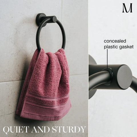 Matte Black Towel Ring And Wall Mounted Hand Towel Holder For Bathroom And Kitchen SUS304 Stainless Steel Durable Finish