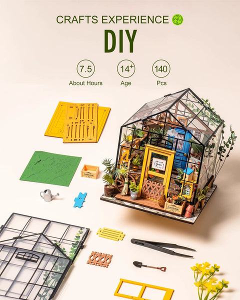 DIY Miniature Greenhouse Kit For Grownups With Tiny House Furniture Set Cathys Greenhouse Craft Kit For Realistic Plant Miniatures And Garden Decor Halloween Christmas Gift For Family And Friends