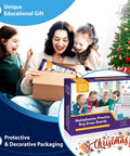 Family opening 10 Pack Dry Erase Multiplication Boards 9 By 12 Inch Double Sided Whiteboards Classroom Ready For Times Tables Math Practice Kid Friendly With Erasers Included by a Christmas tree.