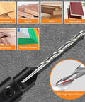 Three-piece countersink drill bit set for woodworking; 1/4 in hex shank, M2 high-speed steel, 82° chamfer, includes Allen wrench