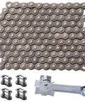 25 Roller Chain 132 Link Heavy Duty Drive Chain For Razor MX500 MX650 SX500 MiniMoto XRF500 Electric Dirt Bike One Quarter Inch Pitch Tensioner Compatible shown with links and tensioner