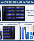 200 In 1 Electronics Repair Screwdriver Kit With 164 Bits Magnetic Drivers Flexible Shaft And Extension Rod, tool layout display